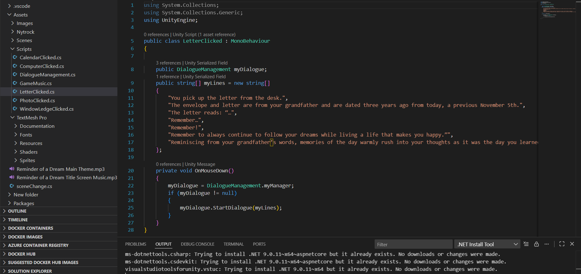 Reminder of a Dream Code Example